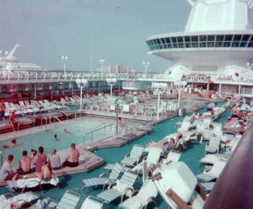 This is the pool deck of the ship